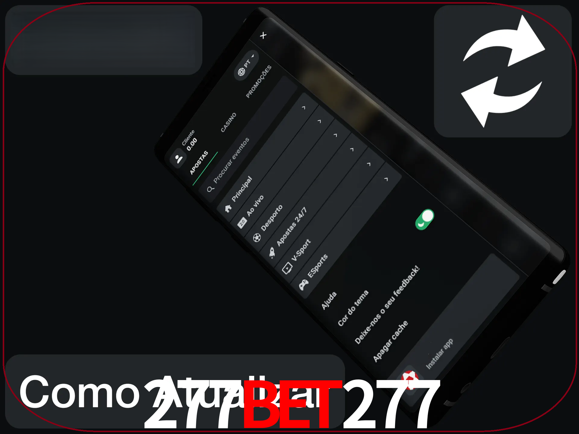 O aplicativo é atualizado automaticamente quando você faz o login.